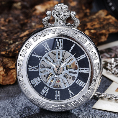 一件代发机械怀表男士金色 无盖经典罗马字面机械怀表厂家直销表