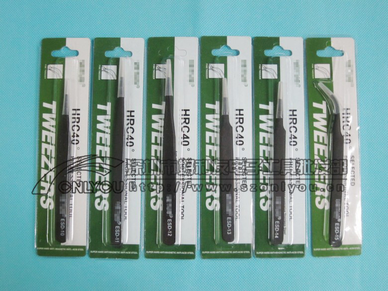 Pinzas brillantes ESD-10 11 12 13 14 15 16 17 pinzas antiestáticas de acero inoxidable engrosadas y endurecidas