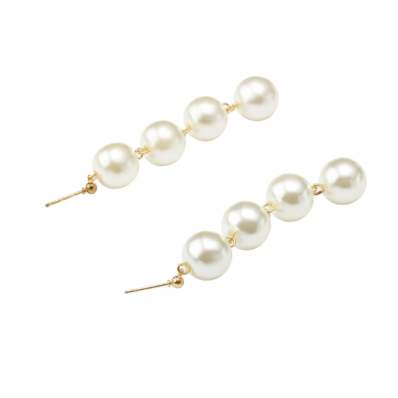 Exaggerated Large Pearl Tassel Long Earrings Female Pearl Earrings display picture 5