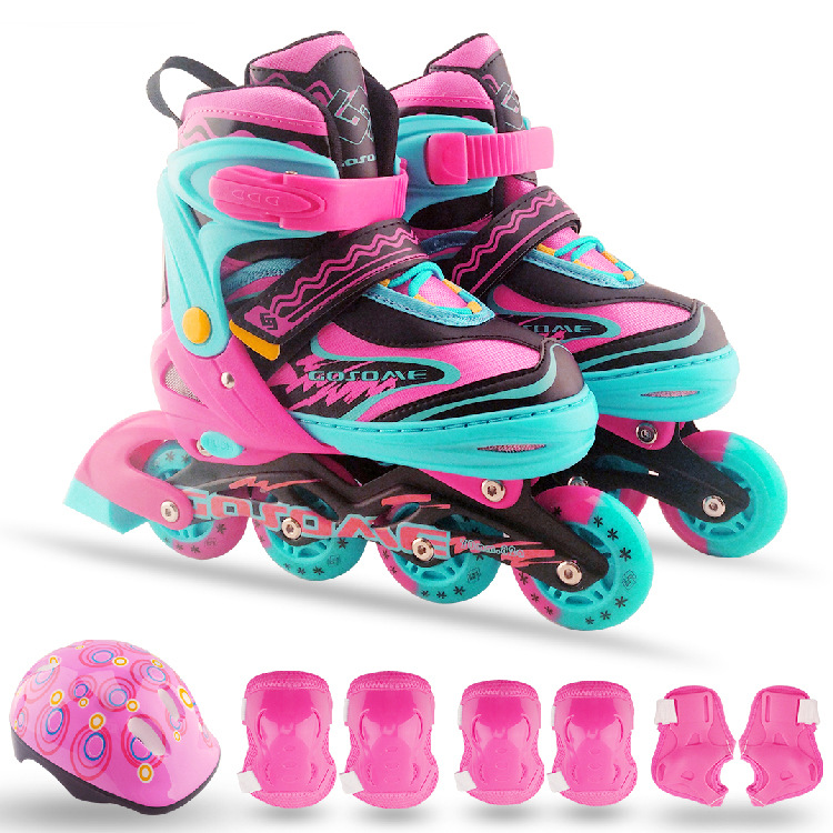 Gaoxin Roller Skates Children's Inline Skates Four-Size Adjustable Roller Skates with Flashing Wheel Design Children's Roller Skates