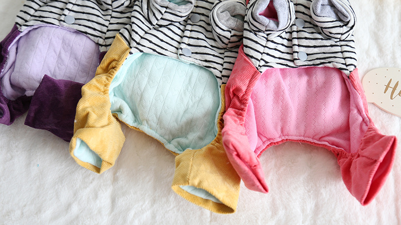 复古条纹背带四脚衣