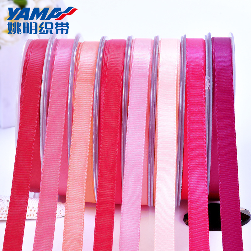 Yao Ming cinta de doble cara al por mayor DIY accesorios para el cabello cinta de poliéster de color 89mm serie roja 185-290