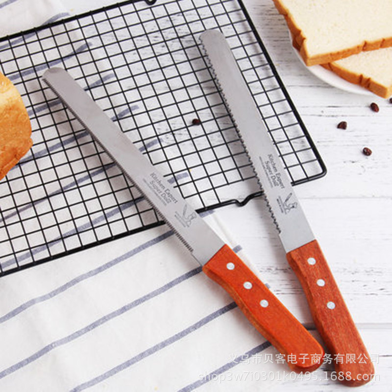 不锈钢面包刀锯齿刀切蛋糕刀10寸吐司刀切片刀分层粗细齿切刀烘焙