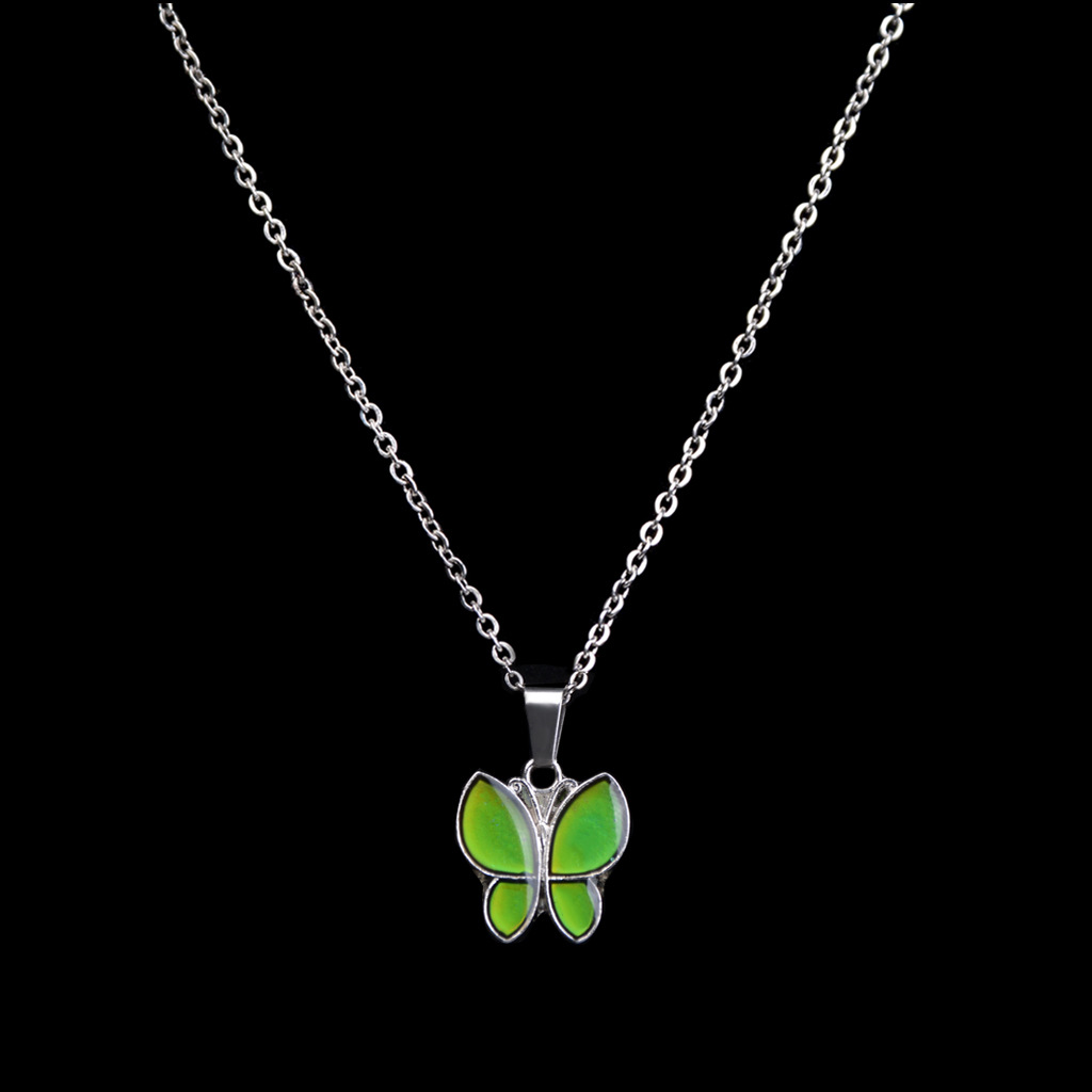 Butterfly Temperature-sensing Color Changing Stainless Steel Necklace display picture 7