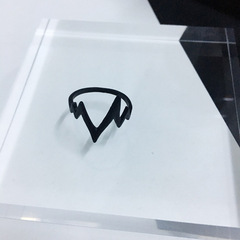 J702 Korean Version Personality Simple Curved Lightning Ring Couple's ECG High-Low Ring Finger Ring Tail Ring