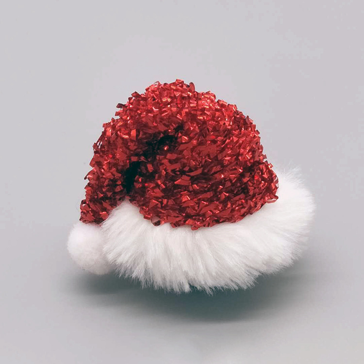 现货小号长毛绒玻璃葱迷你酒瓶圣诞帽红酒瓶啤酒瓶圣诞节装饰品