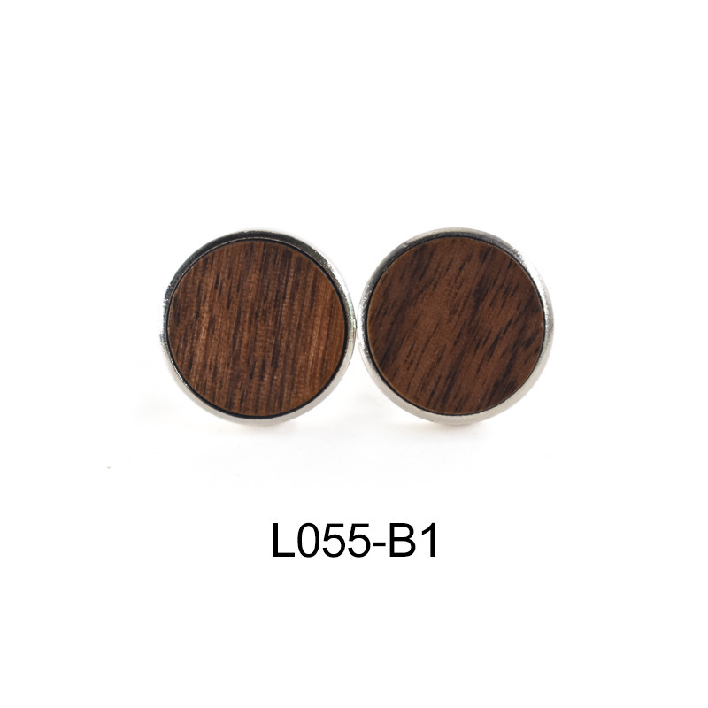 Large Round Cufflinks Solid Wood American Black Walnut Maple Wood Made Wooden Cuffs with Customizable Patterns