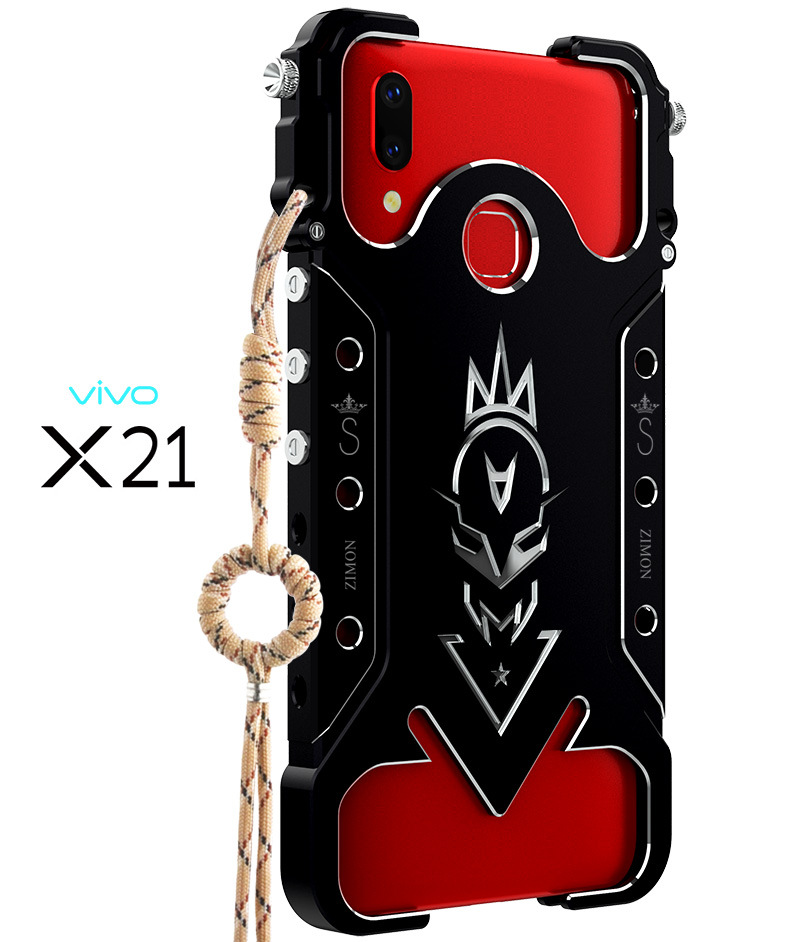 SIMON Mechanical Arm Skull Punk Premium Aluminum Metal Bumper Shockproof Case Cover for vivo X21 & vivo X21 UD
