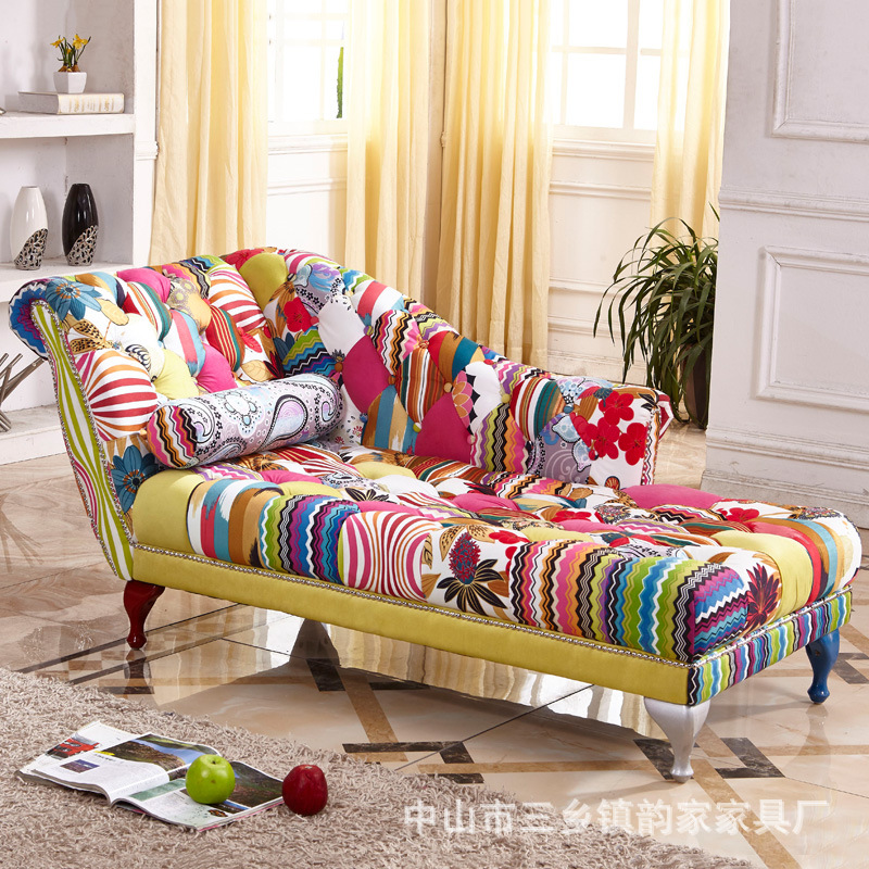 现货北欧布艺贵妃沙发港式轻奢设计师美人榻躺椅后现代美式太妃椅|ms