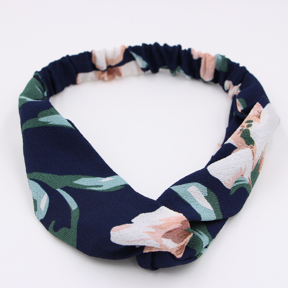 Retro Elastic Cross Fabric Elastic Women's New Floral Hair Accessories Headband display picture 15