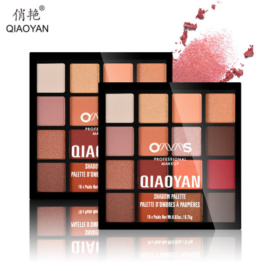 Qiao Yan 16 Color Peach Blossom Makeup Pearlescent Eyeshadow Plate Earth Color Naked Makeup Beginners Not Eyeshadow 1951