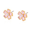 Fresh fuchsia earrings from pearl, ear clips, Japanese and Korean, flowered, Korean style, no pierced ears