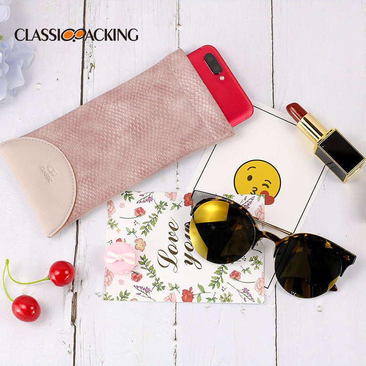 Personalized Snake Pattern PUElastic Leather Storage Sunglasses Bag Solid Color Fashionable Myopia Presbyopia Glasses Bag In Stock