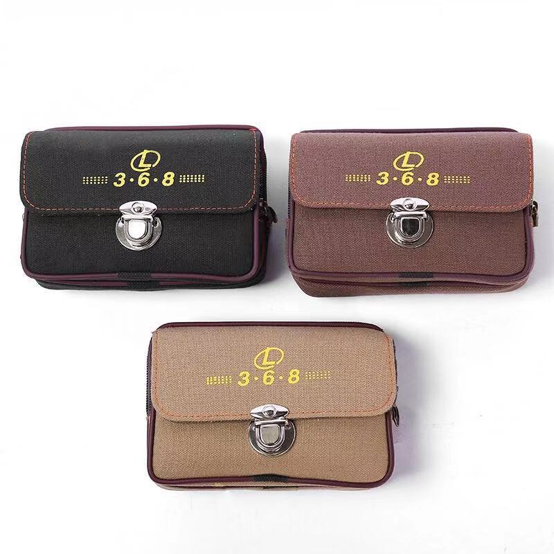 Multi-Function Interlock Horizontal Leisure Hanging Bag Men's Mobile Phone Bag Wear Belt Belt Belt Canvas Wear-Resistant Manufacturers Wholesale undefined