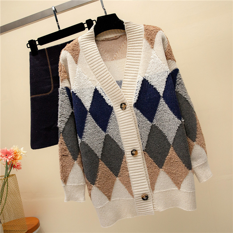 women s V-neck loose knit square mid-length cardigan nihaostyles clothing wholesale NSBY76867