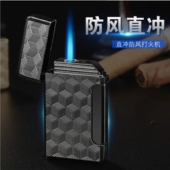 廠家批發啷聲側按打火直衝火機個性花紋邊打防風充氣打火機