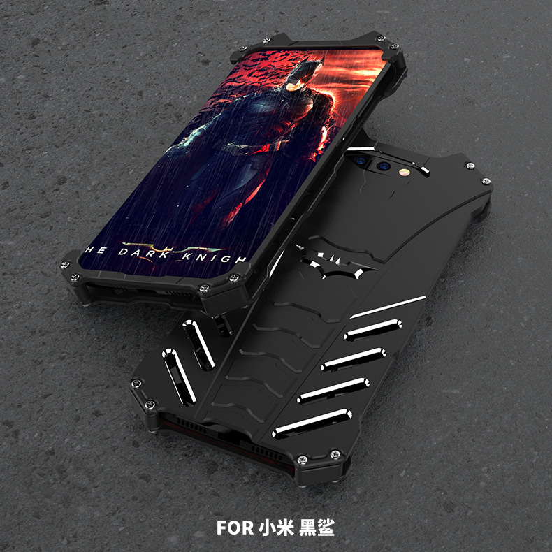 R-Just Batman Shockproof Aluminum Shell Metal Case with Custom Batarang Stent for Xiaomi Black Shark