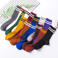 Women's Autumn/Winter New Product Korean Style Academy Stripe Women's Socks Baseball Socks Cotton Casual Mid-Calf Trendy Socks Wholesale