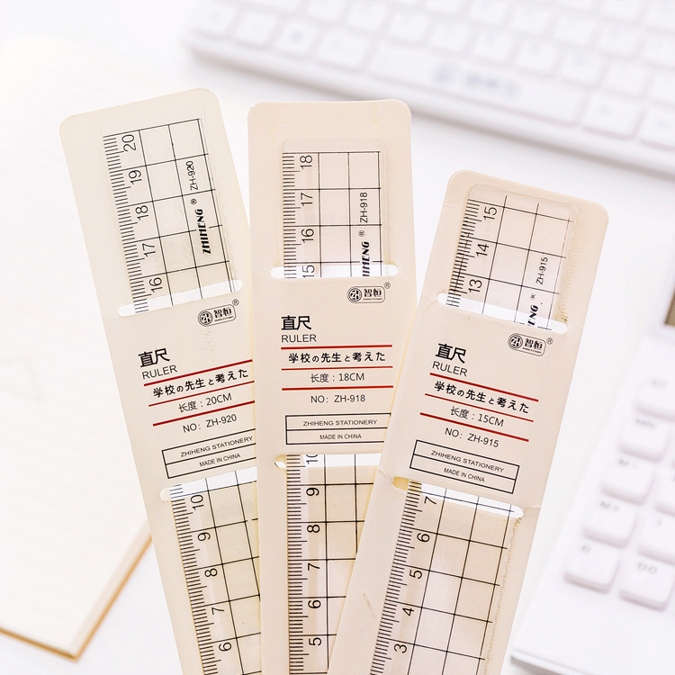Creative and Simple Unprinted Style Ruler Transparent Square Acrylic Plastic Ruler Hand Account Scale Set Ruler for Students