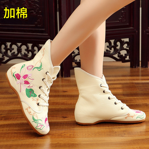 New winter mandala wedges embroidered cloth boots national wind Oxford bottom ladies boots