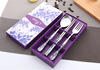 Blue and white tableware stainless steel, fork, spoon, chopsticks home use, set, 3 piece set, Birthday gift