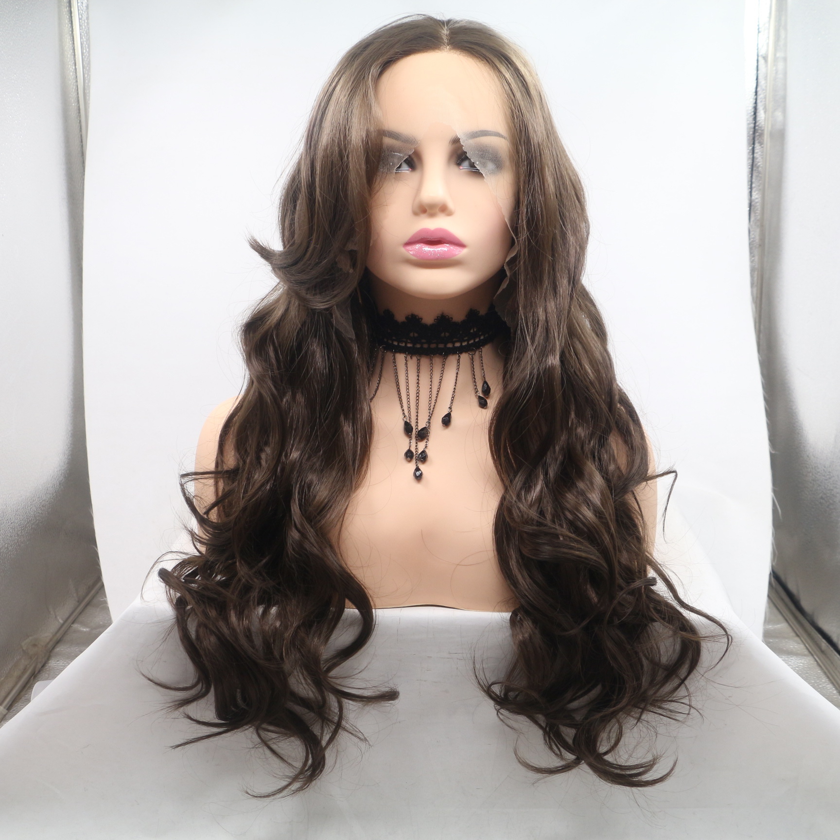 NEWLOOK PW1063 nueva moda peluca de cabello largo peluca de encaje peluca de enseñanza