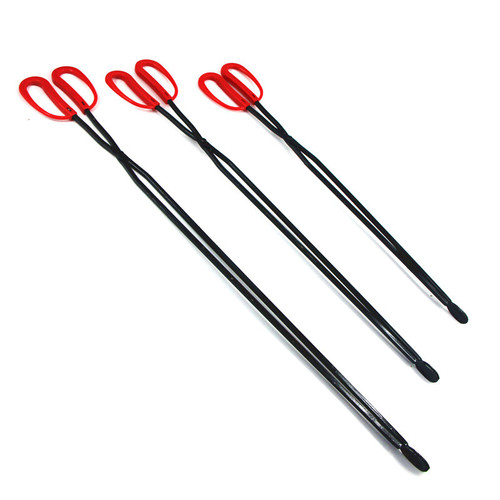 Factory direct sales thickened fire tongs garbage clamp sanitation flat head garbage tongs red plastic handle fire tongs clamp briquette tongs iron tongs