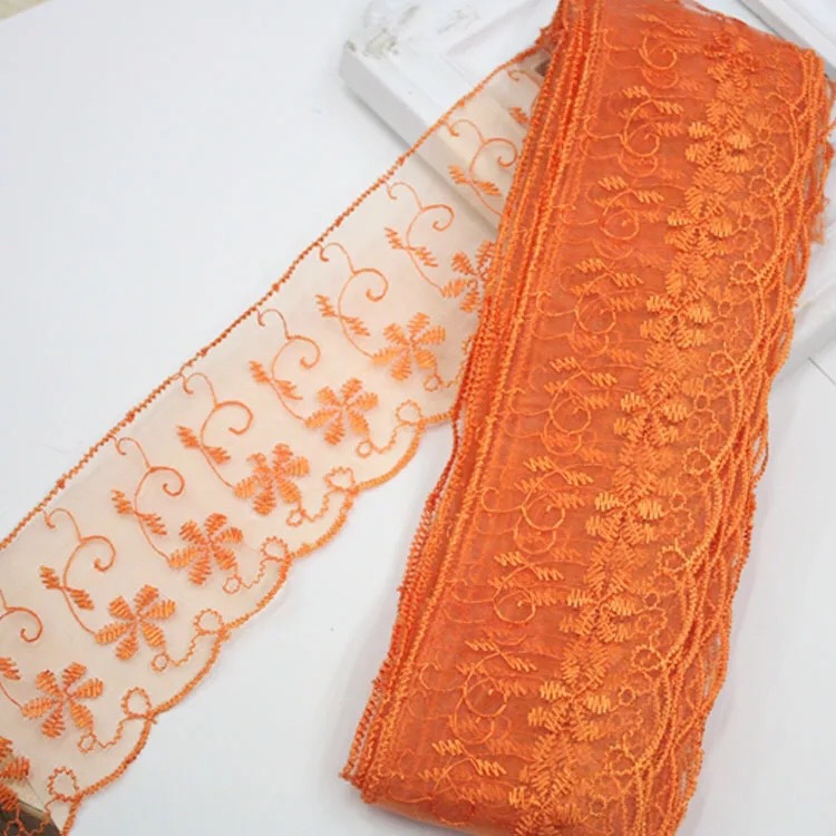 网纱涤纶丝蕾丝花边 水溶刺绣欧根纱DIY服装配饰婚纱网布刺绣花边