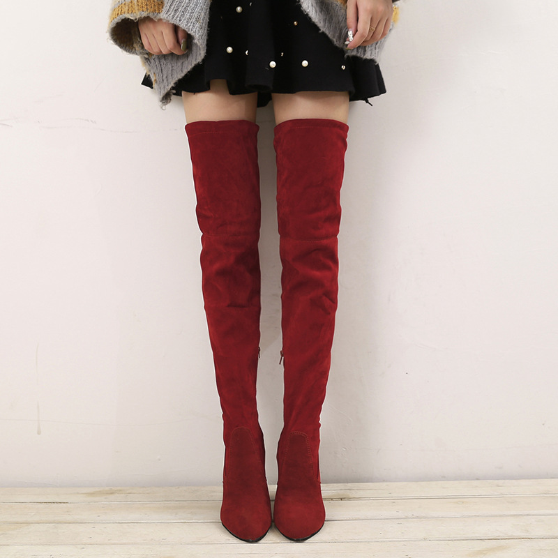 Damenstiefel, Arbeitsstiefel, Wildleder, Retro-Stil, niedriger Absatz, mittlerer Absatz, runde Zehen, spitze Zehen, Schnalle, Büroschuhe, Schuhe_voghion.com