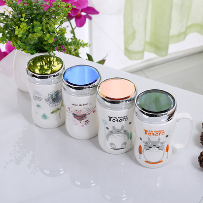 创意卡通马克杯陶瓷带盖镜面密封茶杯家用广告促销礼品杯定制工厂