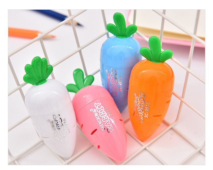 10g Weight Plastic Material Creative Stationery Cartoon Simple Small Fresh Carrot Pencil Sharpener 12