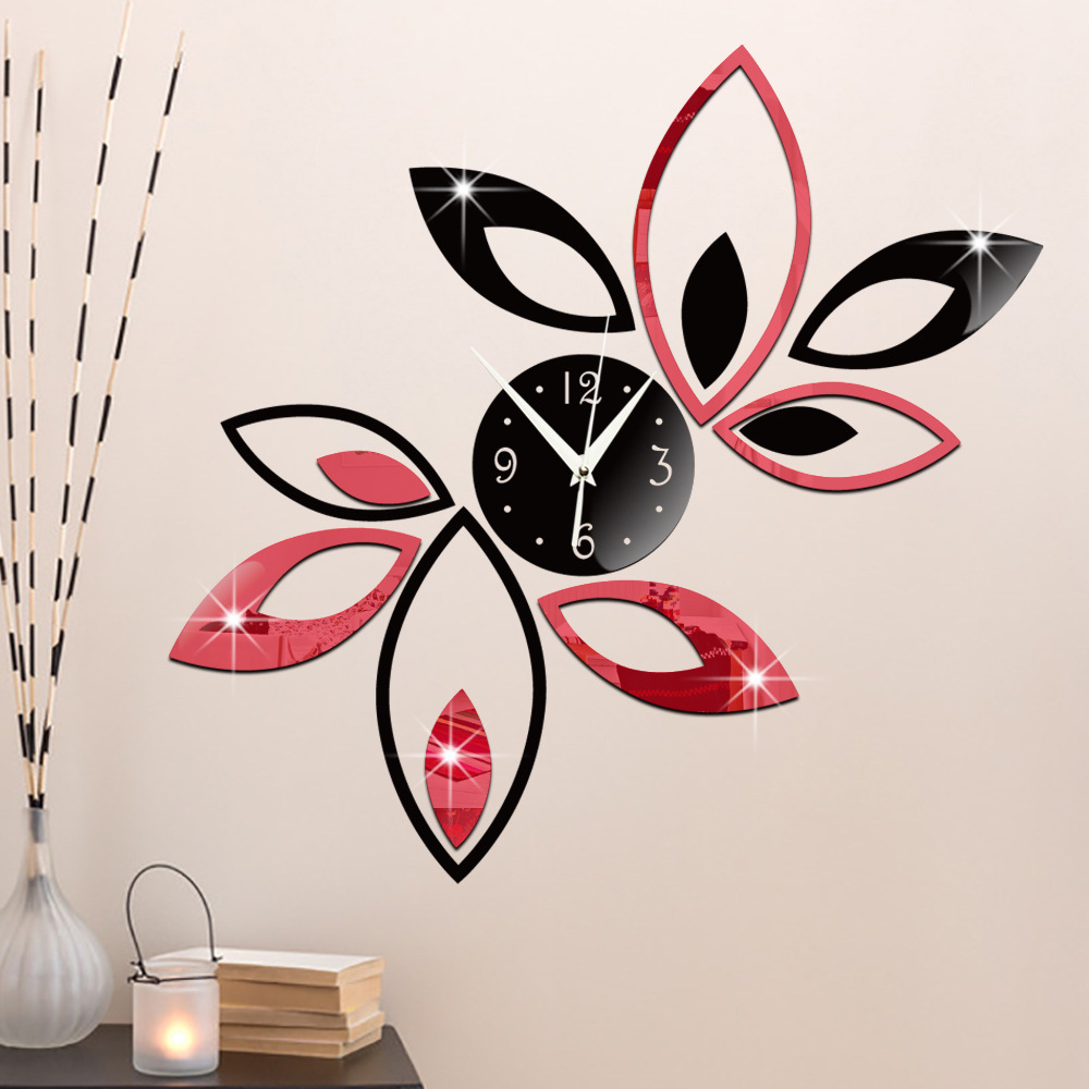 Acrylic mirror wall clock study living r...