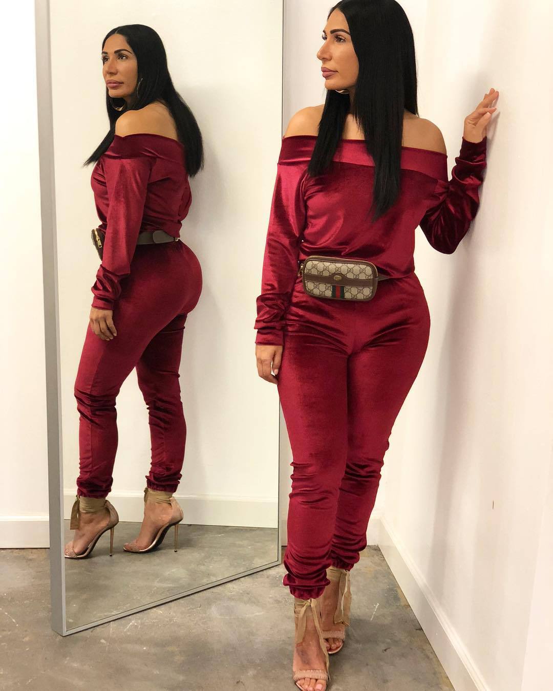 velvet long sleeve jumpsuit