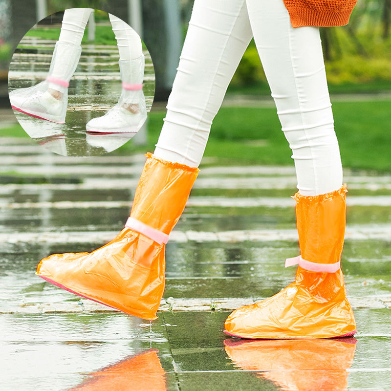 Outdoor Tourism Shoe cover non-slip children Rainy Day Strength waterproof Bandage High cylinder thickening adult Rain shoe covers