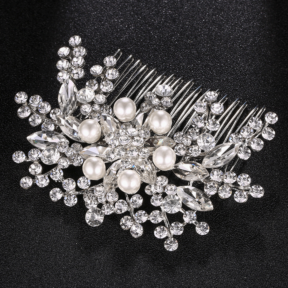 Hot Selling Fashion Bridal Hair Comb Pearl Rhinestone Hair Comb Insert Comb display picture 4