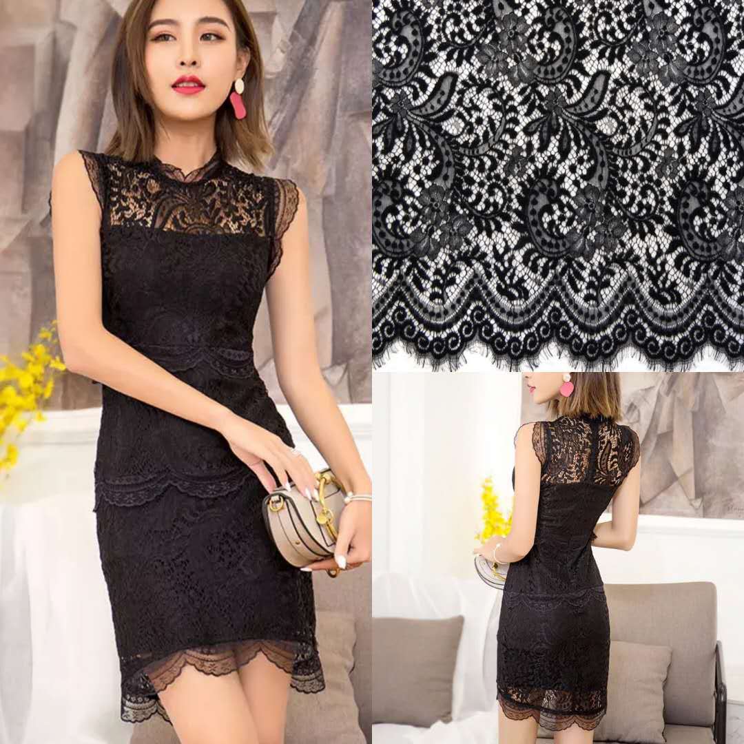 厂家热销定位睫毛蕾丝面料 镂空桌布连衣裙内衣蕾丝花边面料