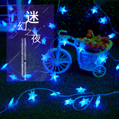 LED Pearl Five-pointed star Battery Coloured lights flash light String festival party Wedding celebration Christmas outdoors decorate Coloured lights