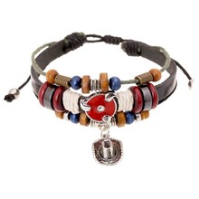 厂家直销复古流行饰品 真皮手链批发 串珠牛皮手链 真皮饰品批发