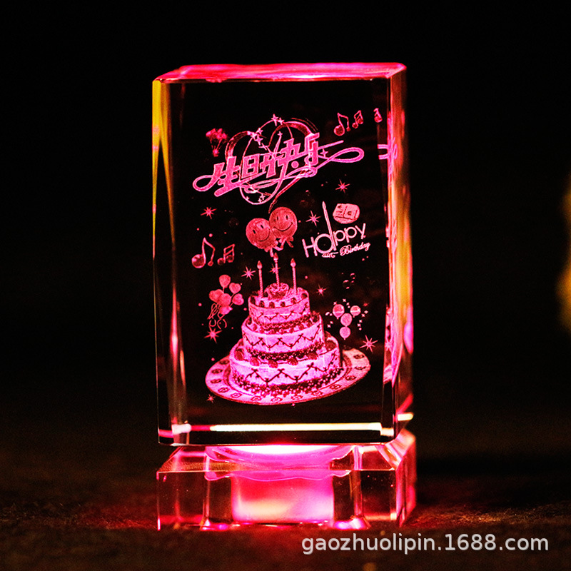 几何摆件水晶工艺礼品 生日礼物奖牌奖证摆件照片名字定制纪念品