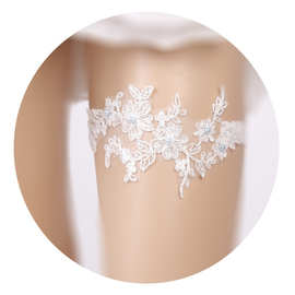 原创手工袜带 新娘绣花珍珠吊袜带  欧式新娘婚纱用品 蕾丝腿环