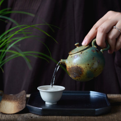 Jingdezhen Ceramic Teapot Purely Handmade Shino Kiln Transformed into a Ball Hole Filter Ceramic Tea Set Iron Tire Stoneware Pot