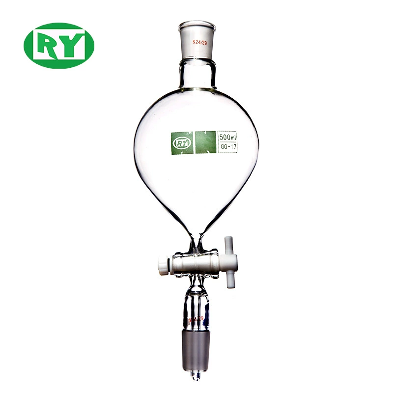 Шанхай Heyangqi производитель силы с высоким содержанием боросиликата 3,3 ворота из ПТФЭ сферическая делительная воронка делительная воронка