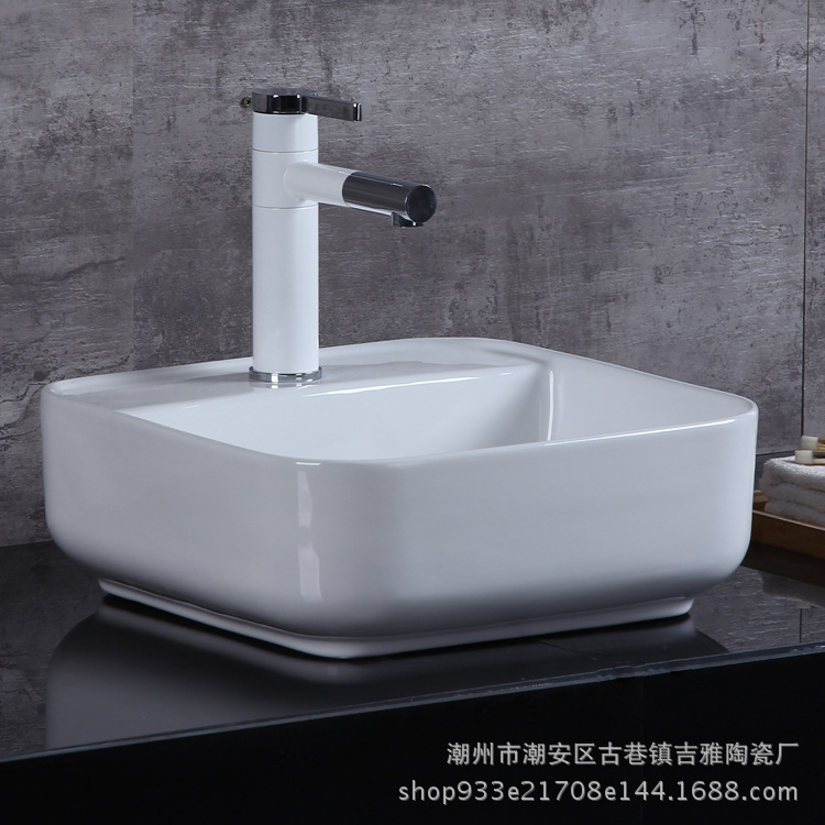 Venta al por mayor artículos sanitarios lavabo de cerámica mesa cuadrada lavabo decoración del hogar mesa de baño de ingeniería lavabo 204A