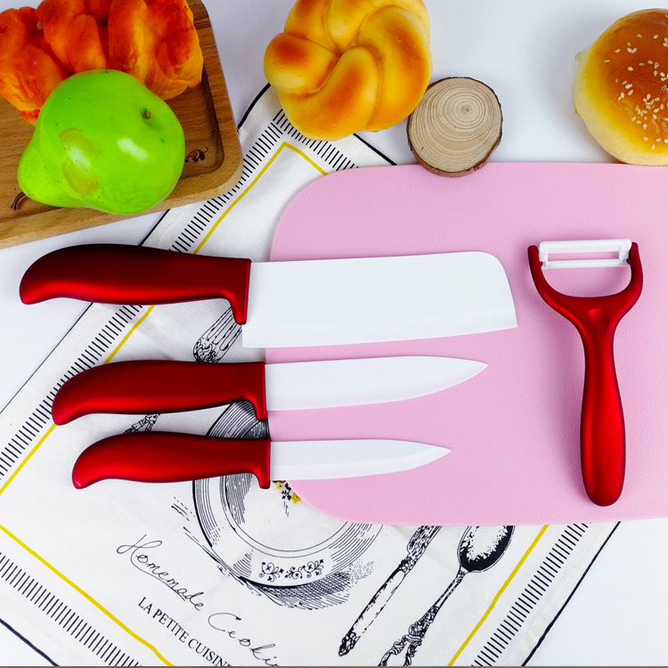 出口陶瓷刀套裝禮品 氧化锆餐刀四件套水果刀削皮器促銷禮品定制