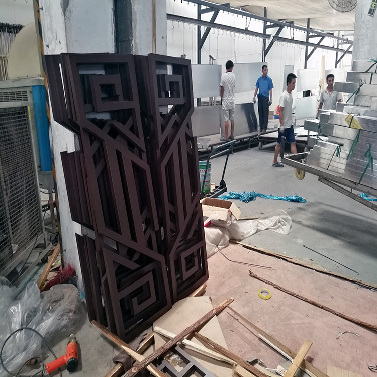 定制茶庄铝窗花【德普龙】中式铝合金窗花 仿木纹