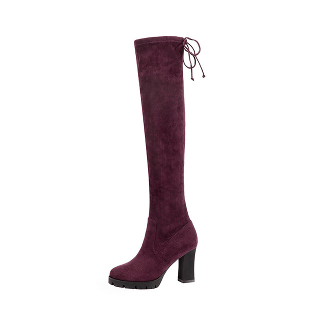 Full-heeled thick-heeled thin boots sexy high-heeled elastic boots