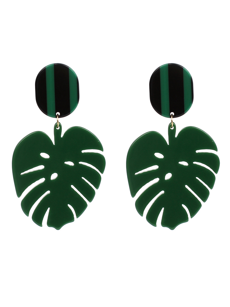 Boucles D&#39;oreilles Feuilles Vertes Boucles D&#39;oreilles Style Rétro Feuille Acrylique display picture 2