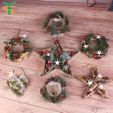 廠家供應柳編花籃 圣誕裝飾品 星星環心形環美觀精致手工裝飾花籃
