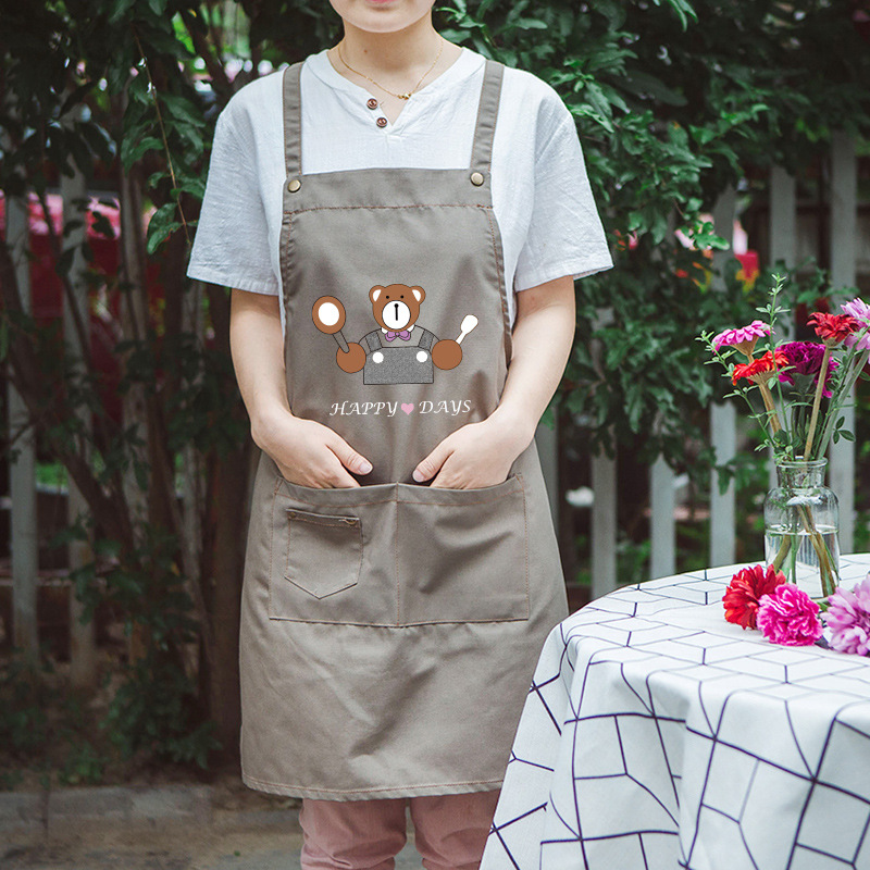 Estilo coreano adulto pareja de dibujos animados sin mangas tela casa cocina hornear delantal cocinero de la cintura de los hombres y las mujeres sobretodo