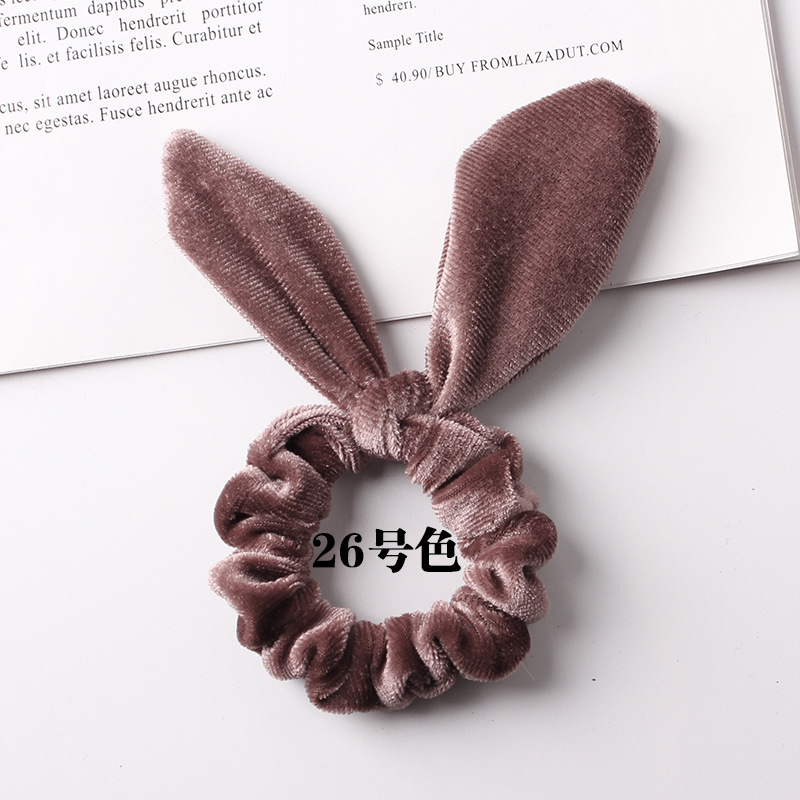 Neuer Goldener Samt Stahl Seide Kaninchen Ohren Flanell Koreanische Einfache Mode Haars Eil Haar Ring Grenz Überschreitend 2021 display picture 15